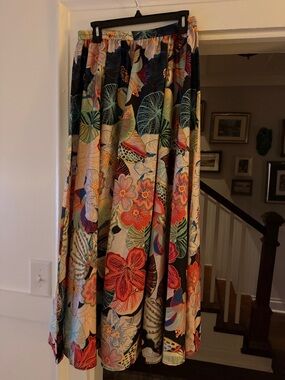 Christian Siriano Floral Maxi Skirt in Black and Multicolor